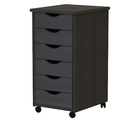 Decoracion Adeptus Solid Wood 6 Drawer Roll Cart - Black DE2521889